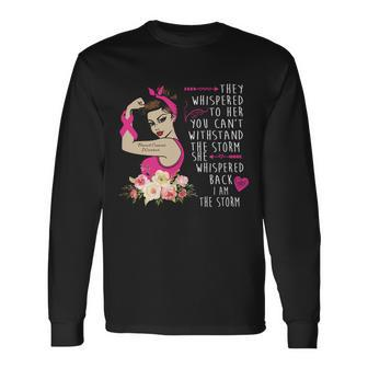 Fight Breast Cancer Quote Messy Bun Long Sleeve T-Shirt - Monsterry