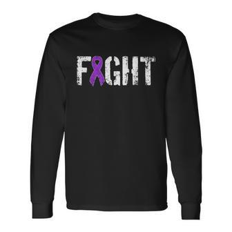 Fight Pancreatic Cancer Military Style Awareness Ribbon Tshirt Long Sleeve T-Shirt - Monsterry AU
