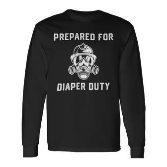 Firefighter Firefighter New Dad Promoted Daddy Humor Fathers Day Long Sleeve T-Shirt - Seseable