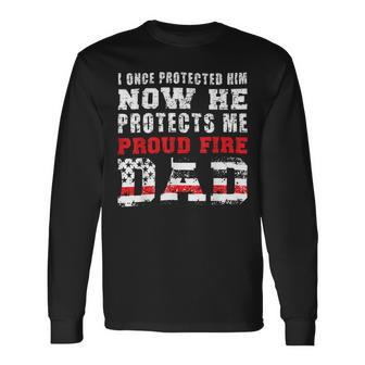 Firefighter Proud Fire Dad Fireman Father Of A Firefighter Dad V2 Long Sleeve T-Shirt - Seseable