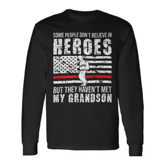 Firefighter Proud Fireman Grandpa Of A Firefighter Grandpa Long Sleeve T-Shirt - Seseable