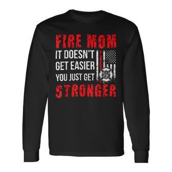 Firefighter Proud Firefighter Mom Fire Mom Of A Fireman Mother Long Sleeve T-Shirt - Seseable