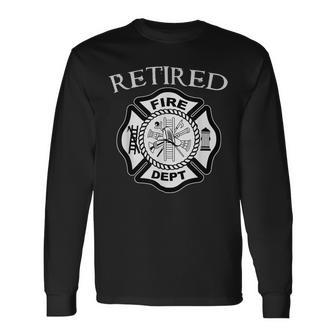 Firefighter Retired Fire Dept Tshirt Firefighter Ladder Engine Long Sleeve T-Shirt - Seseable