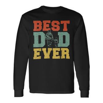 Firefighter Retro Best Dad Ever Firefighter Daddy Happy Fathers Day Long Sleeve T-Shirt - Seseable