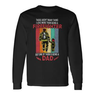 Firefighter Retro Vintage Father And Son Firefighter Dad Fathers Day Long Sleeve T-Shirt - Seseable