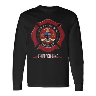 Firefighter San Francisco California San Francisco Firefighter Shi V2 Long Sleeve T-Shirt - Seseable