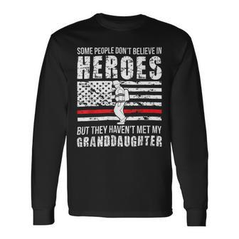 Firefighter Shes My Granddaughter Grandma Of A Firefighter Grandma Long Sleeve T-Shirt - Seseable