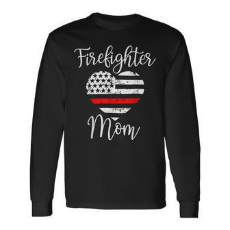 Firefighter Thin Red Line Firefighter Mom From Son Fireman V2 Long Sleeve T-Shirt - Seseable