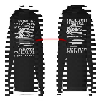 Firefighter Thin Red Line Wildland Firefighter American Flag Axe Fire V2 Long Sleeve T-Shirt - Seseable