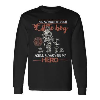 Firefighter Vintage Firefighter Dad & Son Daddy Fathers Day Long Sleeve T-Shirt - Seseable