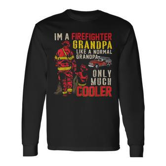 Firefighter Vintage Im A Firefighter Grandpa Definition Much Cooler Long Sleeve T-Shirt - Seseable