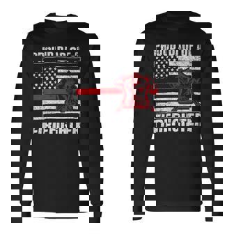 Firefighter Vintage Usa Flag Proud Dad Of A Firefighter Fathers Day Long Sleeve T-Shirt - Seseable