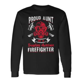 Firefighter Wildland Fireman Volunteer Firefighter Aunt Fire Department Long Sleeve T-Shirt - Seseable