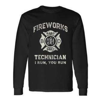 Fireworks Technician Firefighter America Long Sleeve T-Shirt - Monsterry