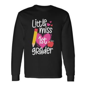 First Day Of School Little Miss 1St Grader Girls Long Sleeve T-Shirt - Monsterry AU