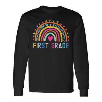 First Grade Rainbow Girls Boys Teacher Team 1St Grade Squad 1 Long Sleeve T-Shirt - Thegiftio UK