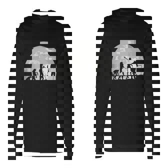 Fisherman Human Evolution Moon Vintage Ice Fishing Long Sleeve T-Shirt - Thegiftio
