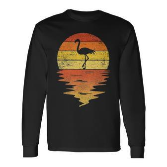 Flamingo 70S Vintage Retro Sunset Flamingo Long Sleeve T-Shirt - Thegiftio UK