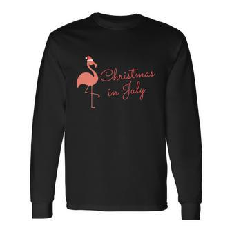 Flamingo Christmas In July Long Sleeve T-Shirt - Monsterry