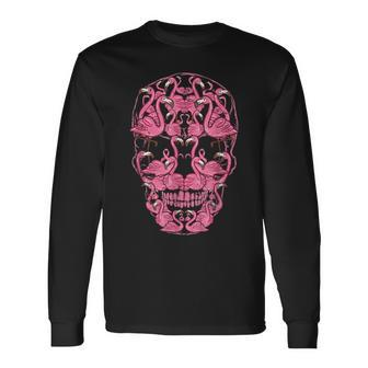 Flamingo Skull Breast Cancer Awareness Halloween Costume Men Women Long Sleeve T-Shirt T-shirt Graphic Print - Thegiftio UK