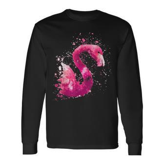 Flamingo Watercolor Art 1 Long Sleeve T-Shirt - Thegiftio UK