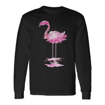Flamingo Watercolor Art 3 Long Sleeve T-Shirt - Thegiftio UK
