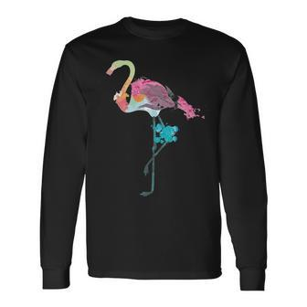 Flamingo Watercolor Art 4 Long Sleeve T-Shirt - Thegiftio UK