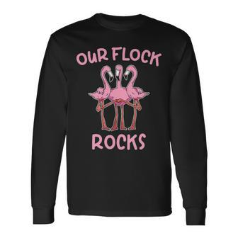 Our Flock Rocks Flamingo Matching Vacation Group Long Sleeve T-Shirt - Thegiftio UK
