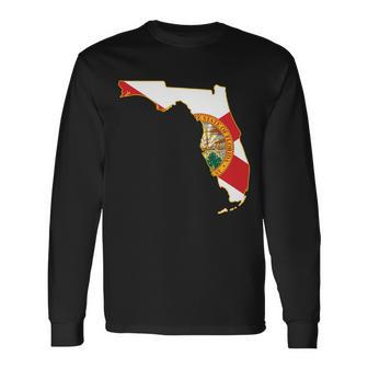 Florida Map State Flag Long Sleeve T-Shirt - Thegiftio UK