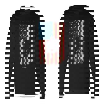 Football Lineman American Flag Sports Fan Long Sleeve T-Shirt - Thegiftio