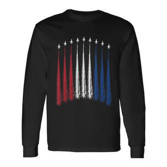 Fourth Of July Fighter Jets Red White Blue 4Th American Flag Long Sleeve T-Shirt - Monsterry UK