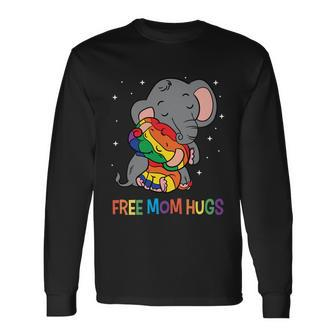 Free Mom Hugs Lgbt Mother Elephant Rainbow Long Sleeve T-Shirt - Thegiftio UK