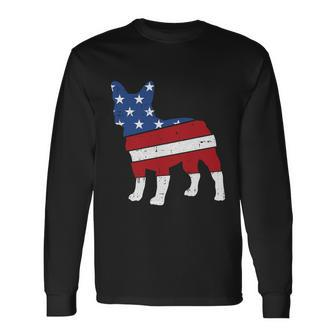 French Bulldog 4Th Of July Cute Frenchie American Flag Dog Long Sleeve T-Shirt - Monsterry