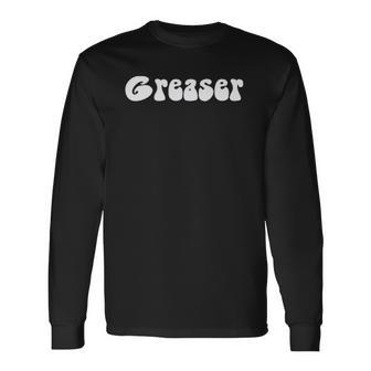 Fun Retro 1950&8217S Vintage Greaser White Text Long Sleeve T-Shirt T-Shirt | Mazezy
