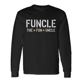 Funcle The Fun Uncle Army Stars Tshirt Long Sleeve T-Shirt - Monsterry
