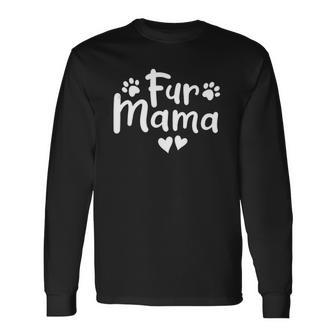 Fur Mama Paw Floral Dog Mom Long Sleeve T-Shirt T-Shirt | Mazezy