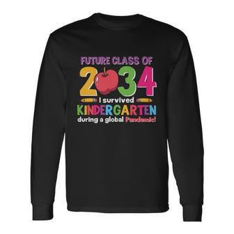 Future Class 2034 Survived Kindergarten School Teacher Student Graphic Long Sleeve T-Shirt - Monsterry