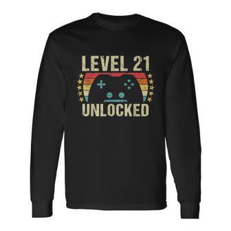 Gaming Vintage 21St Birthday 21 Year Old Boy Girl Gamer Long Sleeve T-Shirt - Monsterry UK