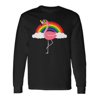 Gay Flamingo Rainbow Pride Long Sleeve T-Shirt - Thegiftio UK