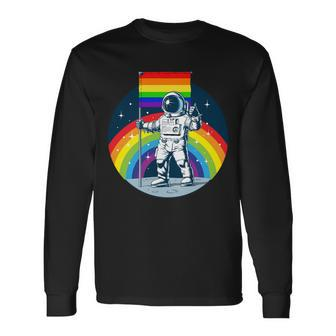 Gay Pride Astronaut Lgbt Moon Landing Long Sleeve T-Shirt - Monsterry UK