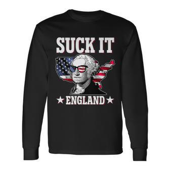 George Washington Suck It England Long Sleeve T-Shirt - Monsterry