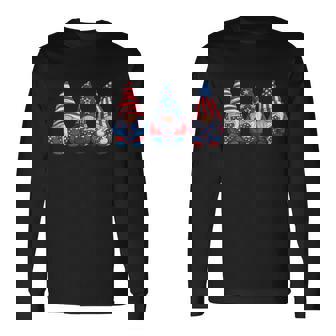 Gnomes Patriotic American Flag Cute Gnomes 4Th Of July V5 Long Sleeve T-Shirt - Monsterry