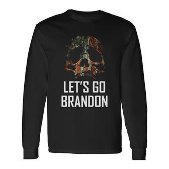 Lets Go Brandon American Grunge Skull Tshirt Long Sleeve T-Shirt - Monsterry UK