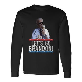 Lets Go Brandon Biden Eating Ice Cream Biden Long Sleeve T-Shirt - Monsterry DE