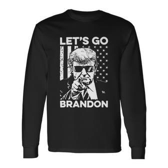 Lets Go Brandon Trump And America Flag Anti Biden Vintage Long Sleeve T-Shirt - Thegiftio UK