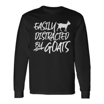 Goats Easily Distracted Reto Farm Animal H Long Sleeve T-Shirt - Thegiftio UK