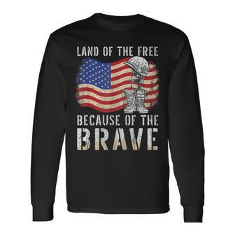 God Bless America Eagle Land Of The Free Home Of The Brave Long Sleeve T-Shirt - Thegiftio UK