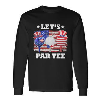 Golf Lets Par Tee American Flag Independence Golf 4Th July Long Sleeve T-Shirt - Monsterry CA