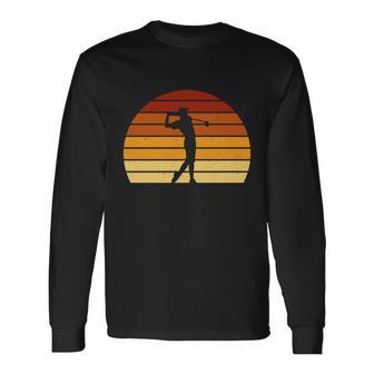 Golf Retro Sunset Golfing Long Sleeve T-Shirt - Monsterry DE