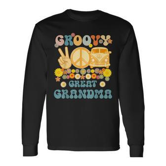 Groovy Great Grandma Retro Matching Baby Shower Long Sleeve T-Shirt - Thegiftio UK